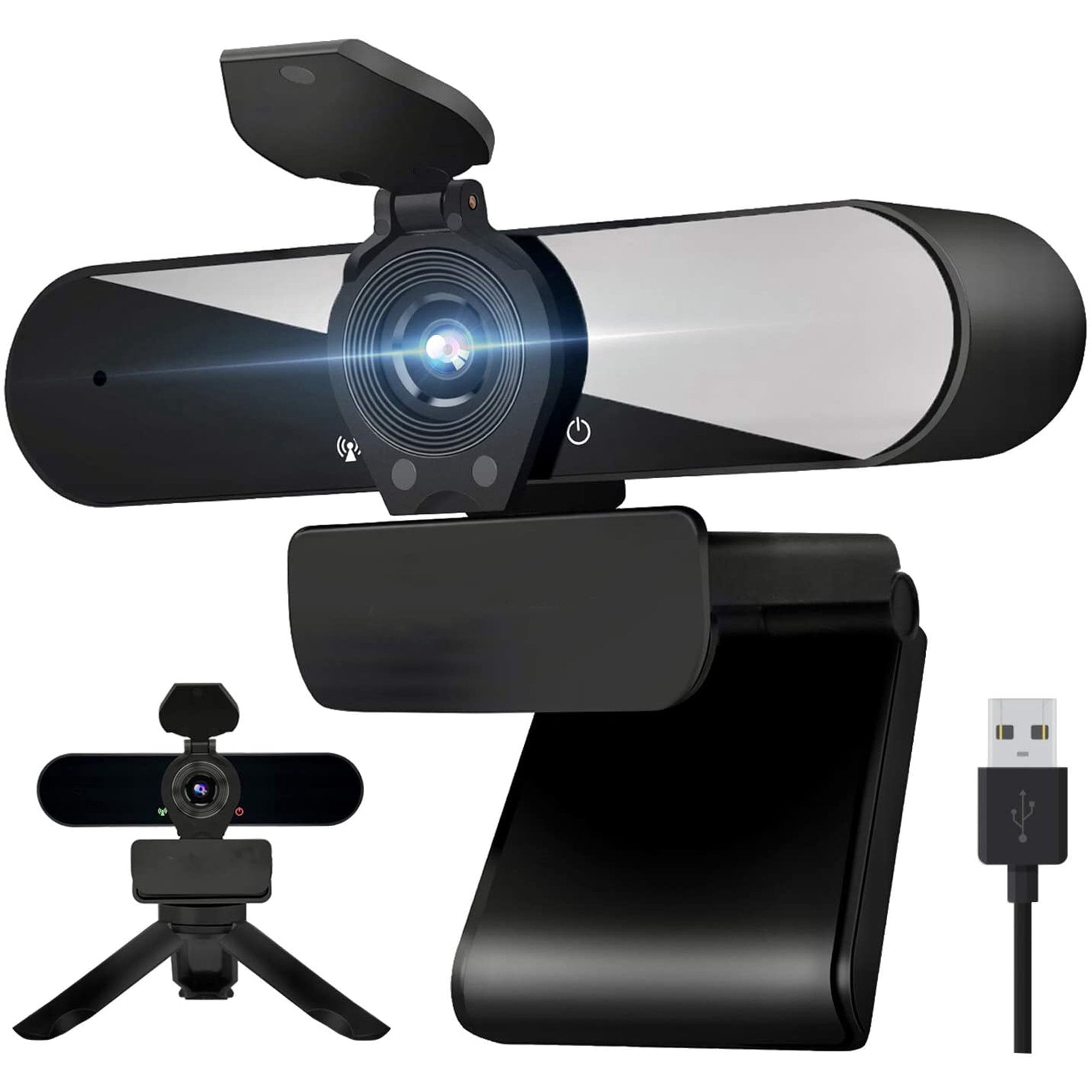 QEBIDUM Computer Camera PC Webcam Full HD 1080p 360 Degrees Wide Angle  30fps Video USB Web Cam with Microphone for Mac Laptop Desktop Conferencing
