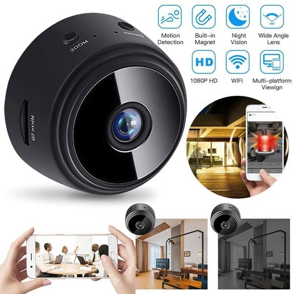 Mini Caméra, 1080P HD WiFi Night Vision Petit 150 Degrés Grand Angle  Wireless Home Security Camera pour l'intérieur et l'extérieur