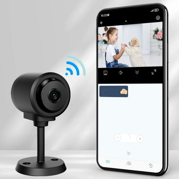 1080P HD Wireless WiFi Security Camera with Infrared Night Vision, Motion Detection, 360° Rotatable, Local & Cloud Storage, No Drill Installation Black