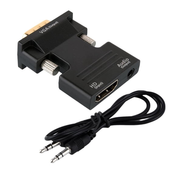 1080P HDMI Female to VGA Male Converter Adapter, 3.5mm Audio Output Cable Lead for PC Laptop Projector