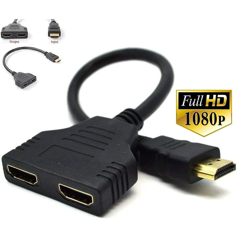 telefon tetraeder forsinke 1080P HDMI Male to Dual HDMI Female 1 to 2 Way Splitter Cable Adapter  Converter for DVD Players/PS3/HDTV/STB and Most LCD Projectors(Black) -  Walmart.com