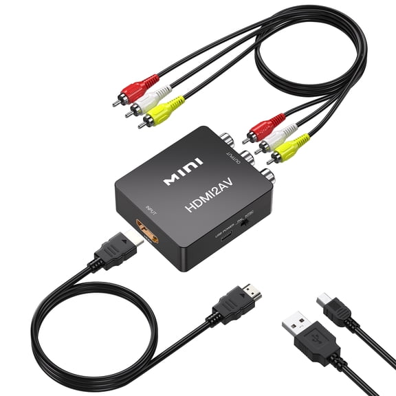 1080P HDMI to RCA Converter(HDMI & RCA Cables Included), Digital HDMI to Analog AV Composite CVBS Converter to Hook Up HDMI Gadgets to Older TelevisionsBlack)