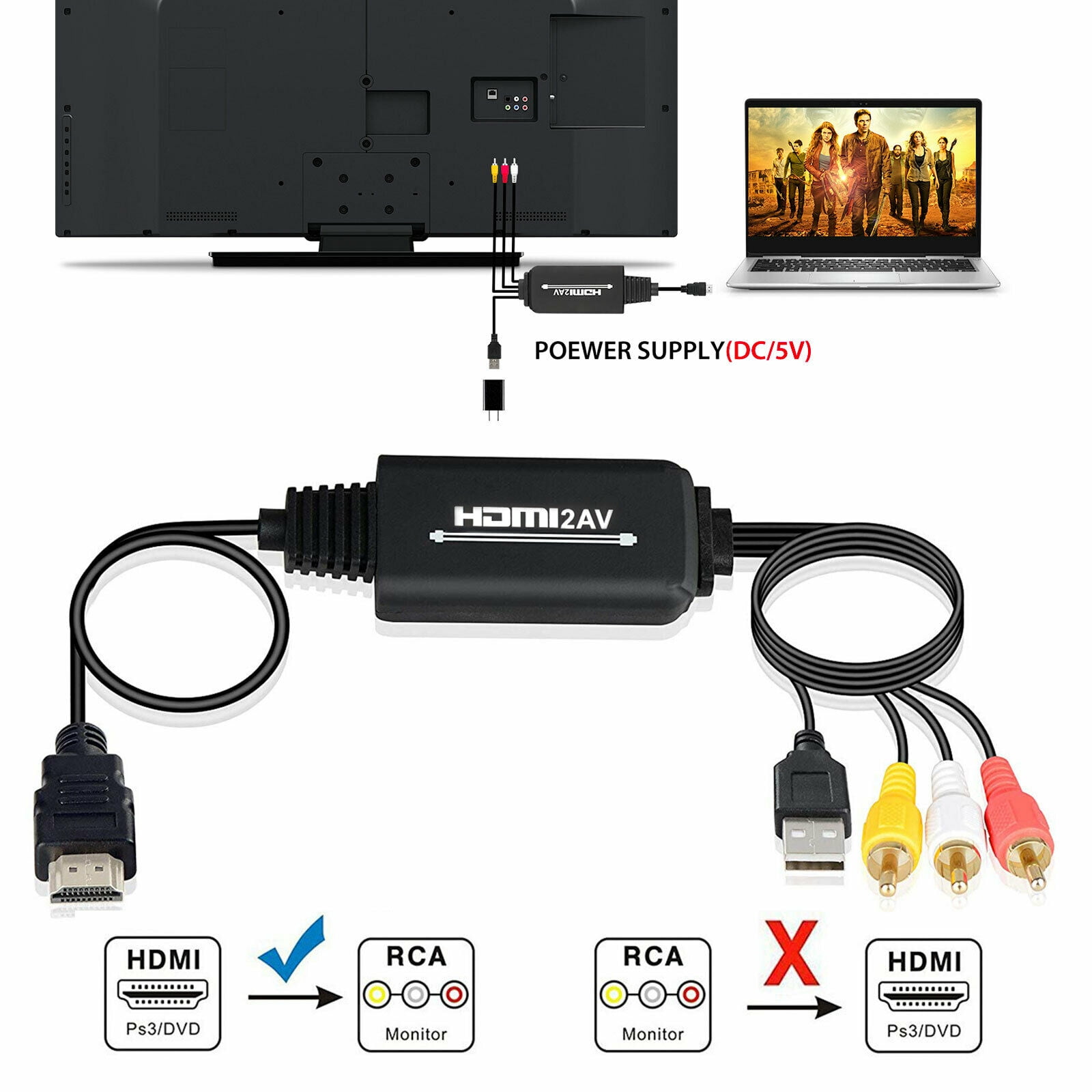 Comprar Cable Convertidor 1080P Hdmi a 3 RCA + VGA - 1,5 M