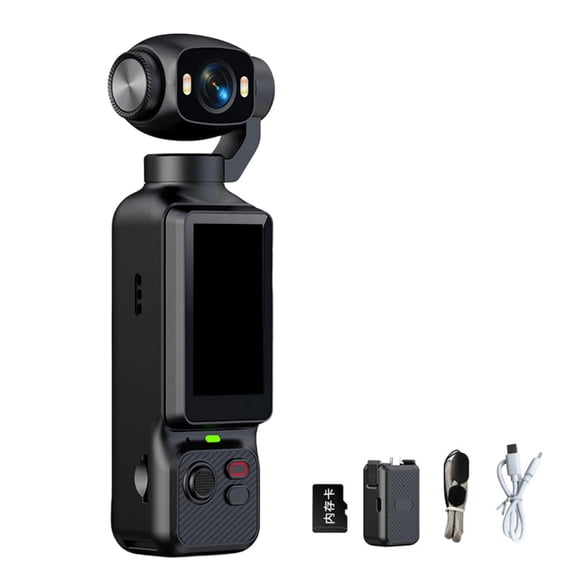 1080P Handheld Action Camera with Rotating Lens and Front Display for Travel Vlog Recording and Outdoor Everyday Use