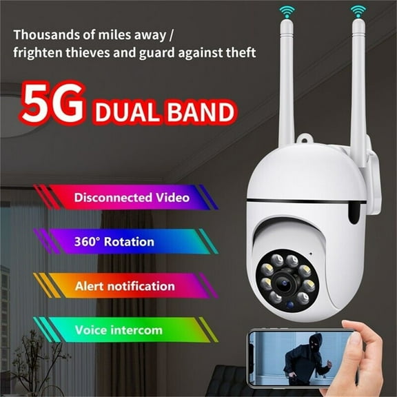 1080P Hd Wireless Security Camera, Outdoor Home 5G Wifi Pan Tilt Cam, Two Way Audio Night Vision with 355 Rotation