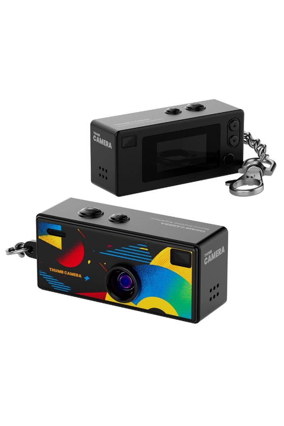 1080P High-Definition Thumb Buckle Keychain Mini Digital Camera, Retro Compact Mini Pocket-Sized Camera, with 32GB SD Card, Suitable for Travel, Concerts, and Study Recording Black