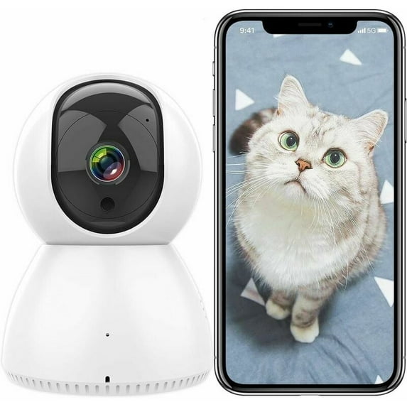 1080P Indoor Wifi Security Camera, 360 ° Ip Camera Compatible With Alexa Google Home, Night Vision, Motion Tracking, Two-Way Audio For Babies And Pets (C23-2)