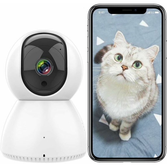 1080P Indoor Wifi Security Camera, 360 ° Ip Camera Compatible With Alexa Google Home, Night Vision, Motion Tracking, Two-Way Audio For Babies And Pets (C23-2)