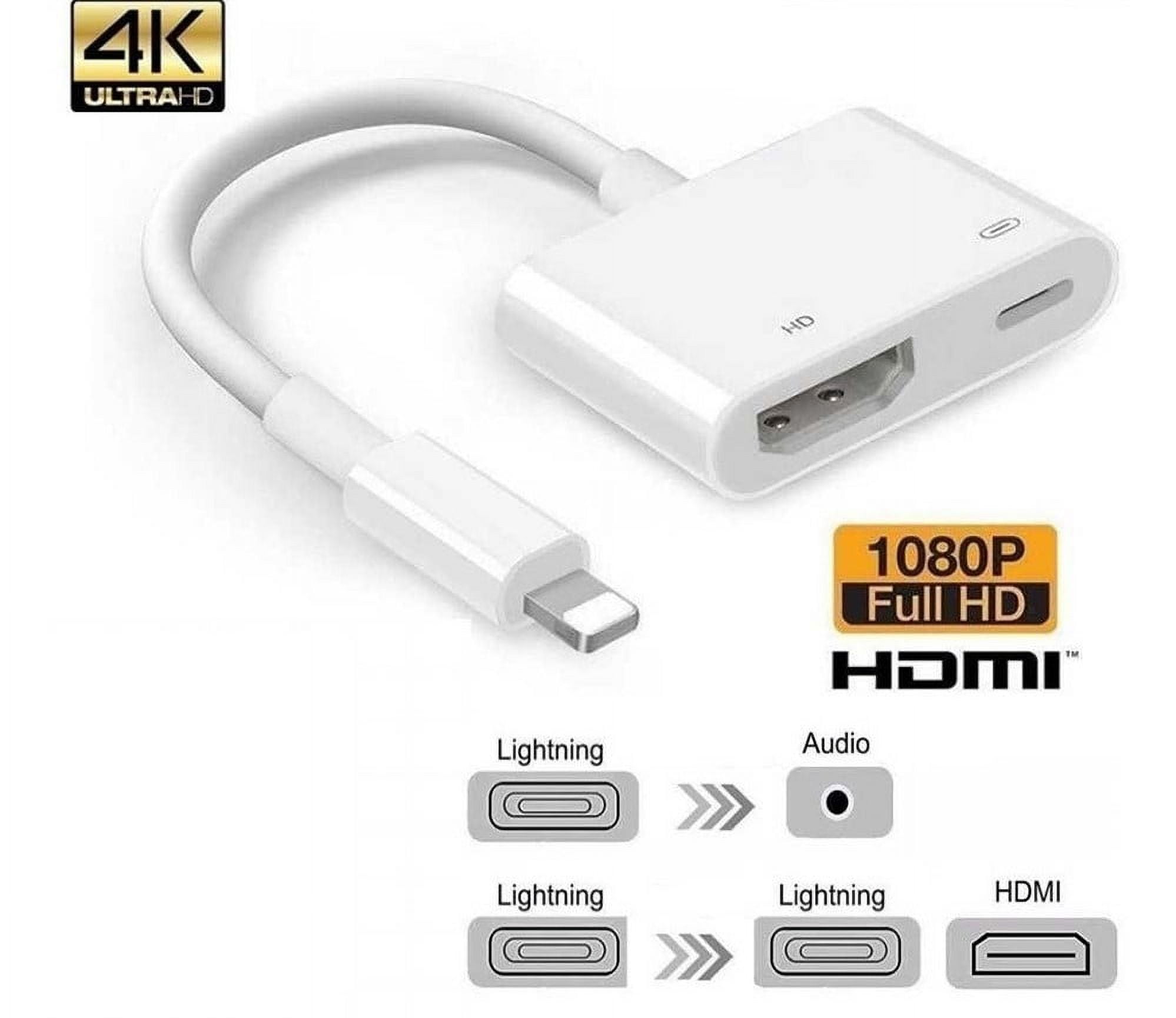 Hdy 1080p lightning to hdmi cable sync screen adapter white walmart