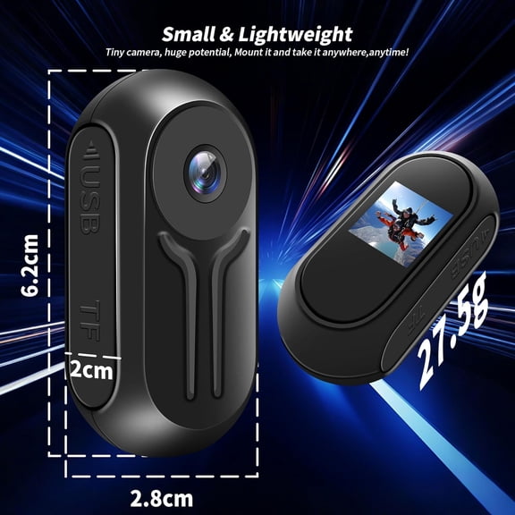 1080P Mini Action Camera, Magnetic Mini Body Cam, Portable Small Sports Camera, HD 1080P Action Camera with Display Screen for Bicycle and Motorcycle Helmet Camera for Work, Travel, Pet Walking