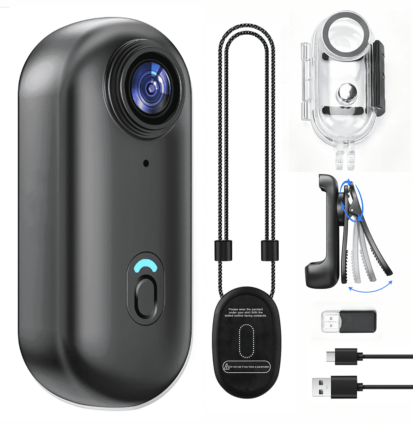 JETO H88 Body Camera, 1080P, 64GB, Magnetic Clip, Waterproof Case, Black