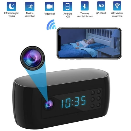 1080P Mini Camera Clock HD Alarm Clock WIFI Surveillance Home Camera with Night Vision Motion Detection