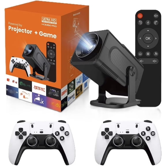 1080P Mini Game Video Projector 4K with WiFi 6, Bluetooth 5.4, Android 11, Auto Keystone, 180 Adjustable Stand for Home Theater/Play Games