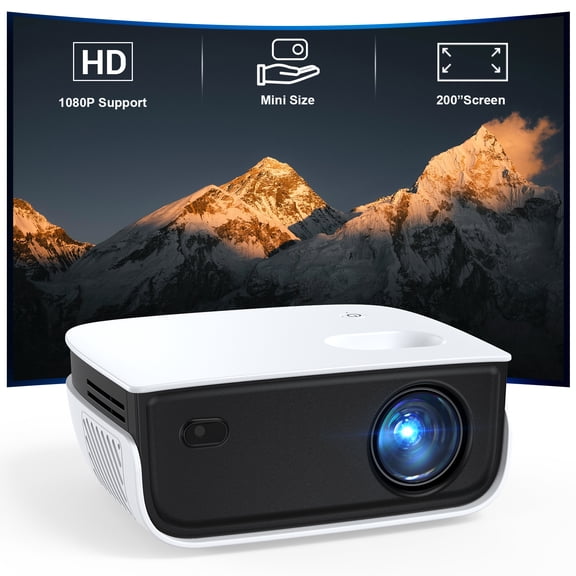 TOPVISION Mini Projector with Bluetooth, 1080P Outdoor Movie Projector with Keystone Correction, 240'' Giant Screen, Compatible with TV Stick, Phone, PS5, HDMI, USB for Home, Bedroom, Outdoor Use