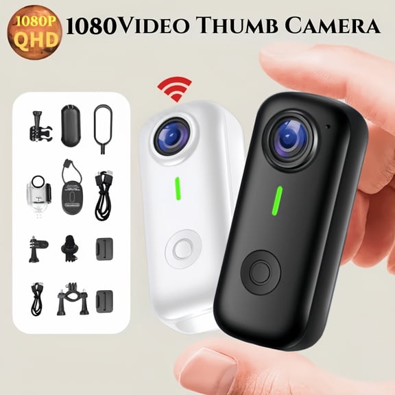 1080P Mini WiFi Action Camera, Thumb-Sized Wearable Body Cam with Magnetic Lanyard for Motorcycle, Vlogging, Pet Monitoring, First-Person View POV Video Recorder