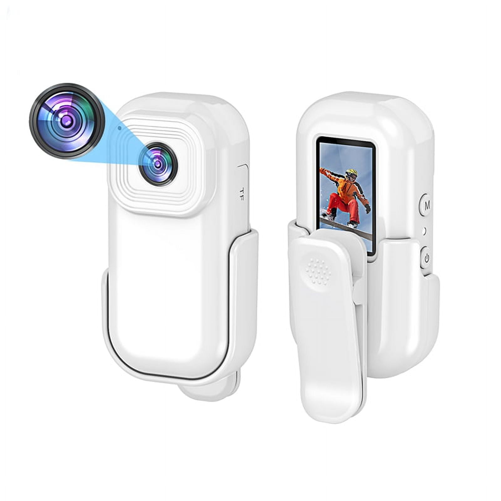 1080P Mini Wifi Camera Portable Body Camera Action Cam Sport DV with Screen Video Recording Camera Back Clip - White