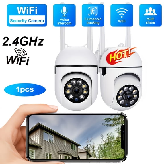 1080P Outdoor WiFi Security Camera,1pc,Full-color Night Vision, AI Mobile Detection, Two-way Audio, 360 Panoramic View, USB Power Supply, Multi-user Online Access, Card Storage, Video Playback