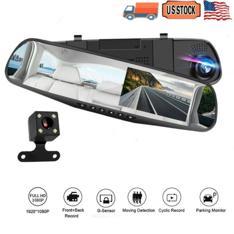 1080P Rearview Mirror Car Camera 4.3 Dash Cam for Cars Trucks, 170°Wide  Angle Dual Lens Car Cam Front Rear DVR Monitor, Night Vision, Parking  Monitor, G-sensor, Motion Detection 