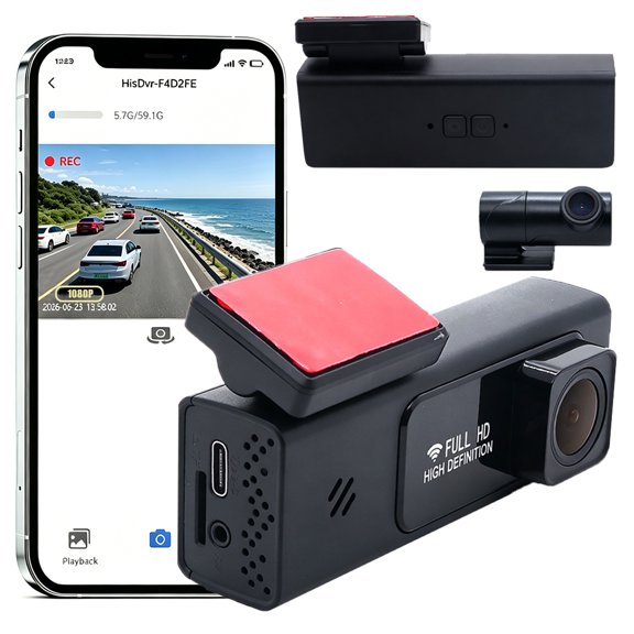 1080P No Screen Single Dash Cam, AI Voice Control Ultra Low Light Night Vision WiFi Car Camera, Wide Angle G-Sensor Loop Recording 24H Parking Monitoring Driving Recorder