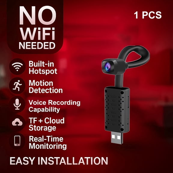 1080P Smart Mini Camera: Motion Detection, AP Hotspot, Real-Time View Without Internet, 2.4G Flexible Lens for Indoor Security, Lectures, Offices & Meetings
