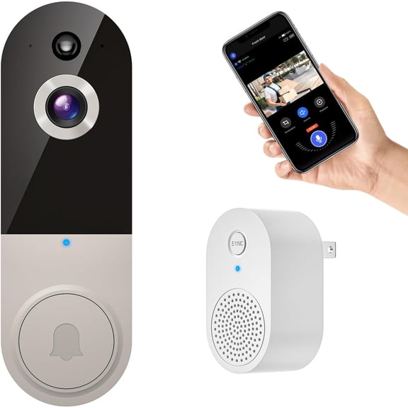 1080P Smart Wireless Doorbell Camera with AI Human Detection, 2.4G WiFi, Two-Way Talk, Battery Powered, Night Vision