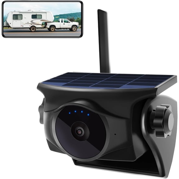 1080P Solar WiFi Backup Camera, Hitch Camera with Night Vision, 365-Day Standby, Rechargeable , Low Power Consumption,Rear Front View for RV, Trailer, for Phone Pad Android