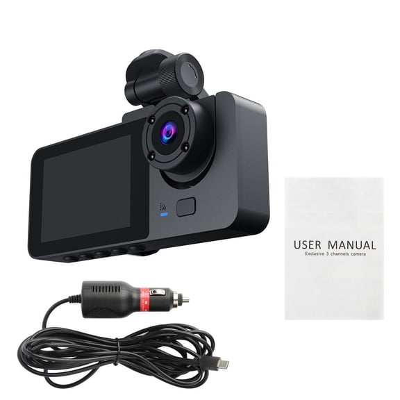 1080P Three Lens Car DVR DashCam Video Recorder Front Rear And Inside Camera Loop Recording