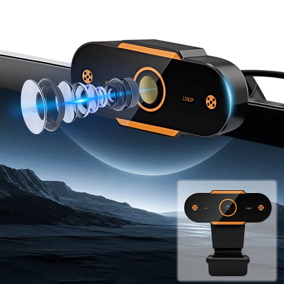 1080P USB External Camera with Microphone - High-Definition Streaming, Adjustable Base, Plug-and-Play for Video Conferencing, Online Classes, Gaming, and Live Broadcasting Black