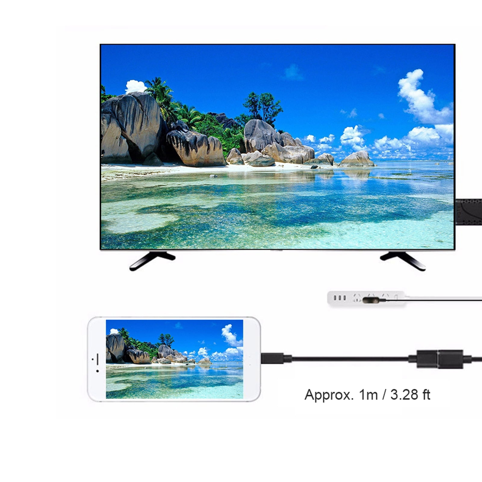 1080P USB Female To Male HDTV Adapter Cable Cord For IOS For Phone, Plug And Play, Cooling Hole Design