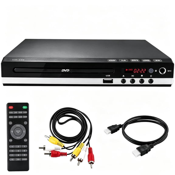 1080P Upscaling Region Free DVD Player HDMI RCA USB Media Player with Remote Cables
