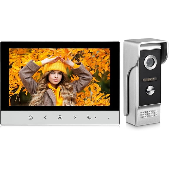 1080P Video Intercom System, Wired Video Doorbell Camera 7 Inch | 4-Wire Video Door Phone Intercoms Panel Kits, Support Unlock, , 2-Way Audio for Villa Office Apartment
