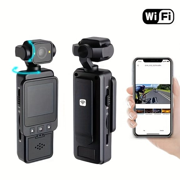 1080P Vlogging Camera with 360° Rotation, Night Vision, 1.54" Display, Built-in Flashlight & Mounting Clip