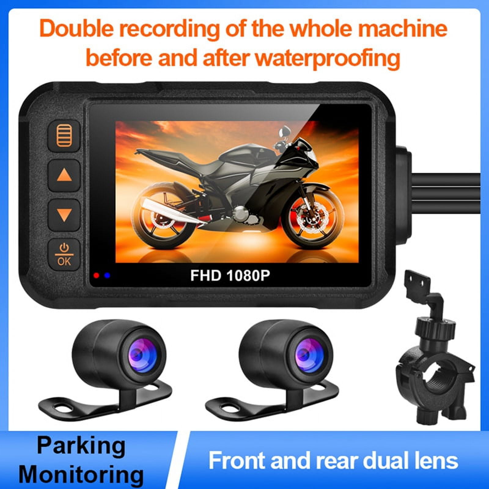 1080P Waterproof Motorcycle Camera DVR Motorcycle Dashcam Front & Rear