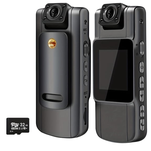 1080P Wearable Action Camera with 170° Wide-Angle Lens, 270° Rotation, Rechargeable for Outdoor Sports, Cycling, Travel & Meetings