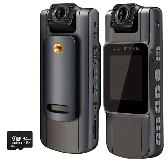 1080P Wearable Action Camera with 170° Wide-Angle Lens, 270° Rotation, Rechargeable for Outdoor Sports, Cycling, Travel & Meetings