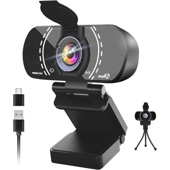 1080P Webcam for Laptop, Web Camera with Microphone/Privacy Cover/Stand/Adapter/Plug and Play & Wide Angle 110, USB Webcams for Desktop Computer PC Mac Video Calling/Zoom Conferenc