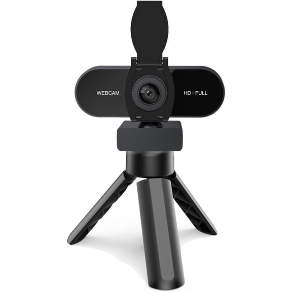 1080P Webcam with Microphone, Noise Cancellation, Cover, Wide-Angle Lens, Auto Light Correction, Plug & Play USB Webcam for Laptop, Desktop, PC, , Zoom, Skype, Streaming (1080p)