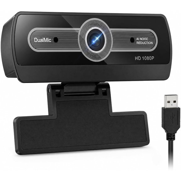 1080P Webcam with Microphone, USB Camera for PC Web Cam for Desktop Auto Light Adjustment Streaming Camera Plug and Play Noise Cancelling Webcam for Windows &