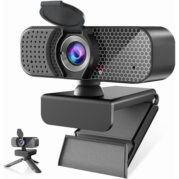 1080P Webcam PC Webcam with Microphone and Physical Privacy Cover, Noise-Canceling Microphone, Auto Light Correction, Ultra Wide Angle for Conferences/Online Courses/Live Streaming/Zoom/YouTube