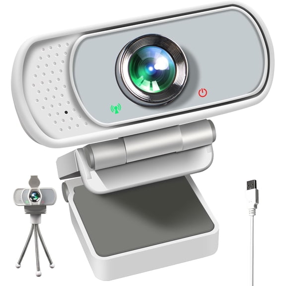 1080P Webcam with Shutter and Tripod, Streaming Web Camera with Microphone, Widescreen Computer Camera for Laptop Desktop