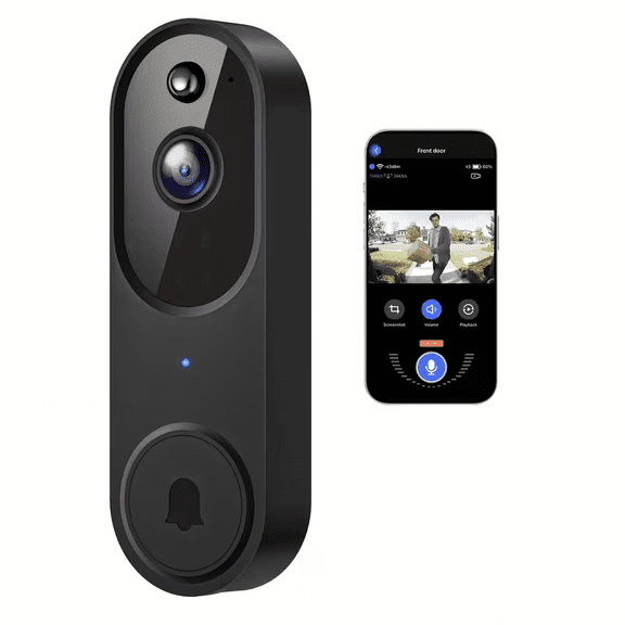 1080P Wi-Fi Video Doorbell with Human Detection, Night Vision & Two-Way Audio (No Receiver Included)