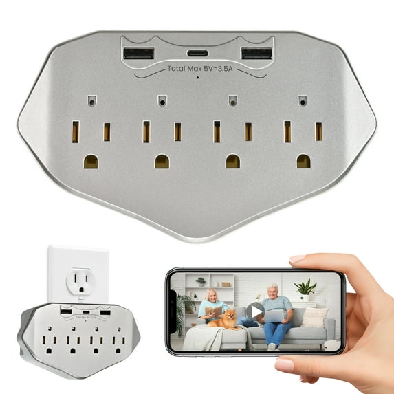 1080P WiFi Security Camera Wall Outlet - Mini Indoor Camera with Local SD Card Storage (SD Card Not Included), 120° Wide Angle, Plug-in No Battery Needed for Baby/Pet/Home Security