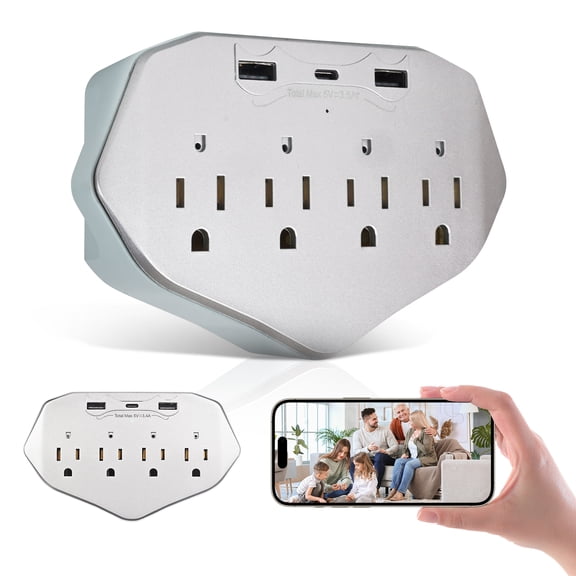 1080P WiFi Security Camera Wall Outlet - Mini Indoor Camera with Local SD Card Storage (SD card not included), 120 Wide Angle, Plug-in Camera for Baby, Pet & Home Security