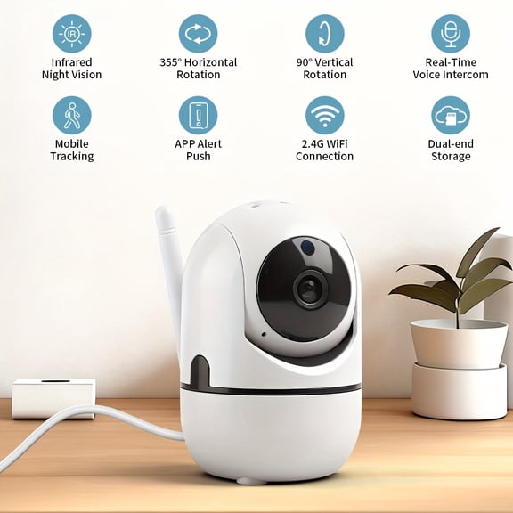 1080P WiFi Security Camera with Night Vision, Two-Way Audio, Motion Alerts, USB Powered for Home Pet Elderly Monitoring, Cloud/SD Storage