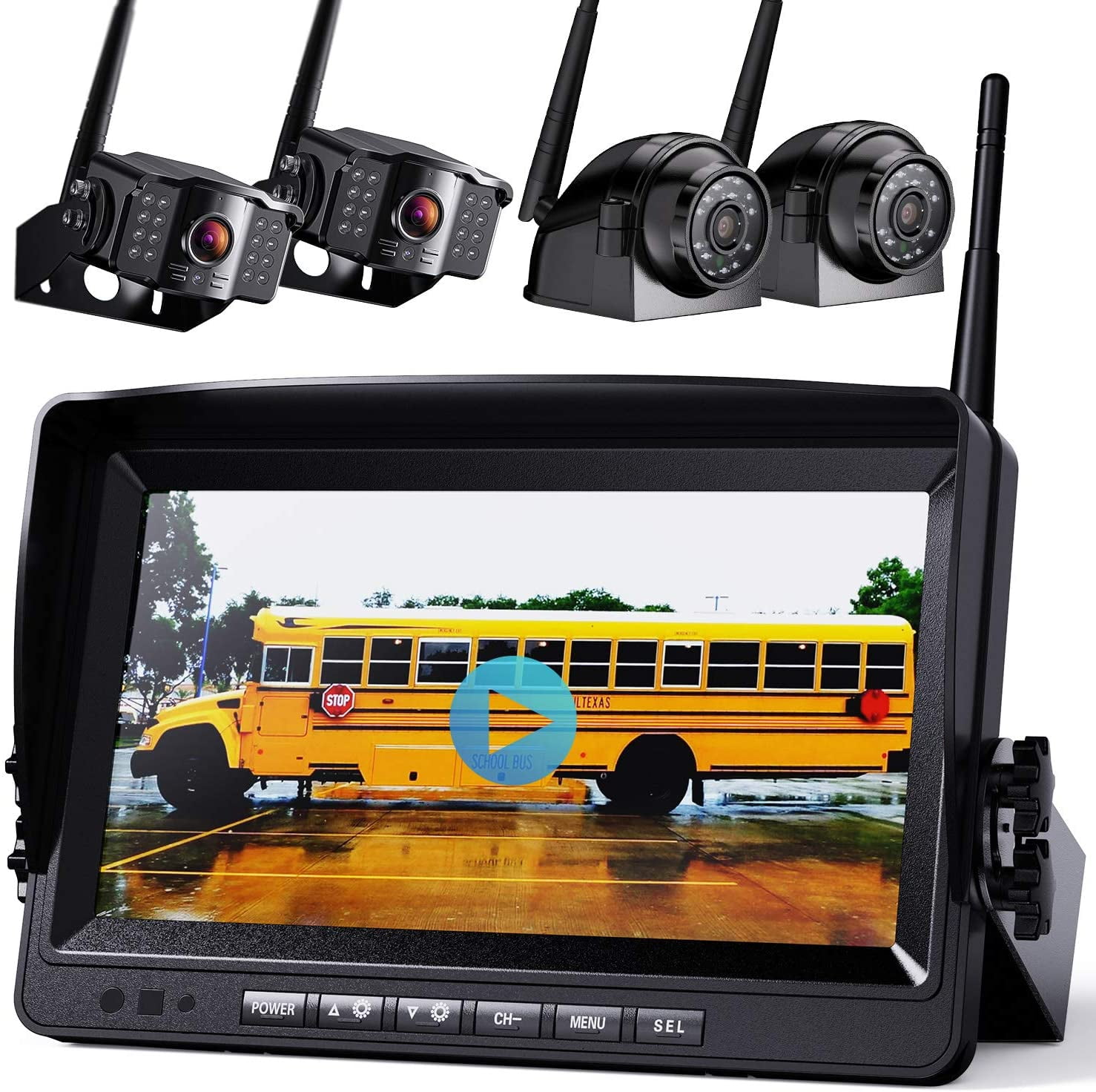 Wireless Backup Camera 1080P DVR Recording Wireless Digital Signal w/ 5  Split Monitor Vehicle Backup Cameras with 2 Wireless Cameras Enjoy Driving