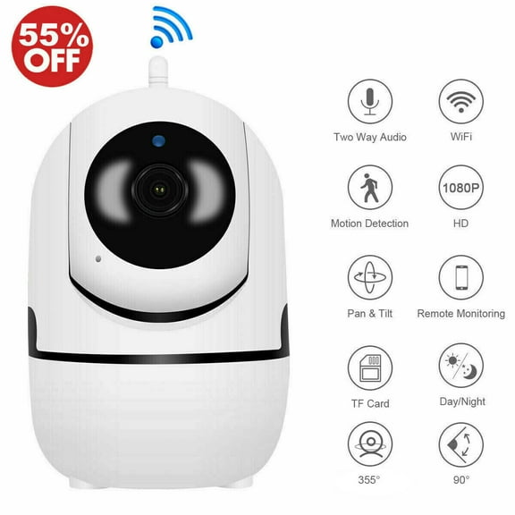 1080P Wireless Security Camera with Smart Night Vision/ PTZ/ Two-Way Audio, 2.4Ghz WiFi Home Surveillance IP Camera for Baby/ Elder/ Pet/ Nanny Monitor