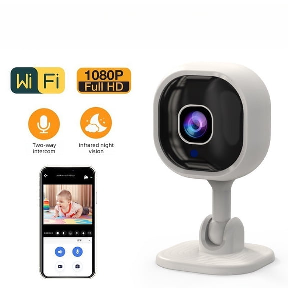 1080P Wireless Security Camera with Two-Way Audio and Night Vision for Home Surveillance, Compact Design, TF Card Storage