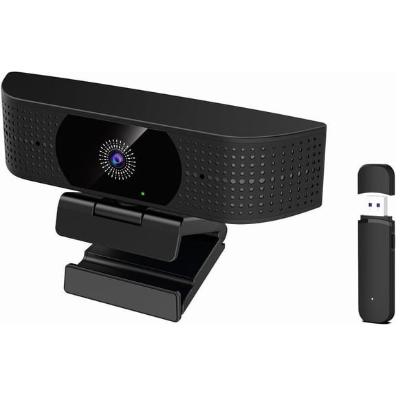 1080P Wireless Webcam for PC, Webcam with Noise-reducing Mic, 92FOV360 Rotation, Plug and Play, Wireless Camera Works with Skype, Zoom for Conference meetings, video calls (No Battery Version)