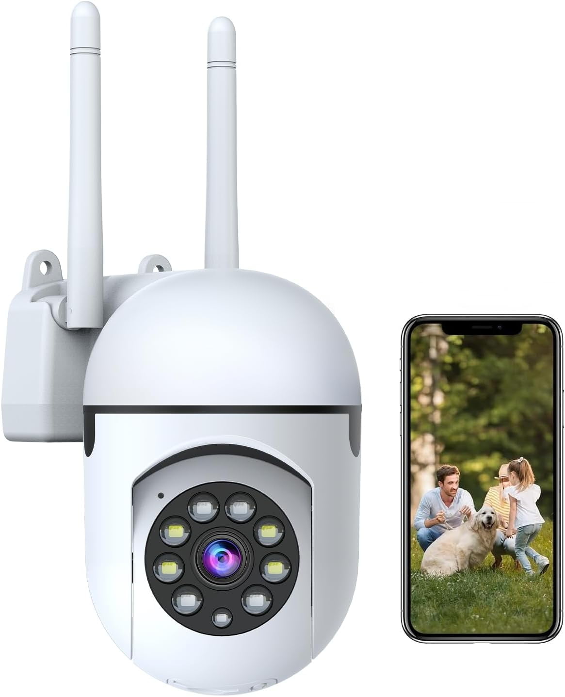 1080P wired security camera, 2.4G/5G WiFi home monitoring camera with 360°