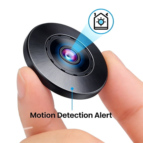 1080P HD Mini Circular WiFi Security Camera, Rechargeable Battery Powered, Night Vision & Motion Alert, Easy Install Indoor Surveillance Cam for Home